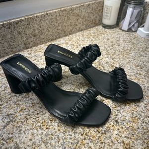 Express Black Strapped Block Heel